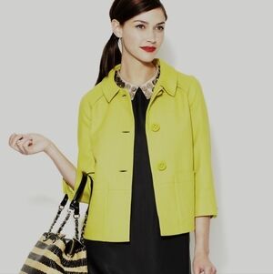 Kate Spade Suze Jacket Chartreuse Yellow Green Classic Short Coat Size 2